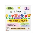 Azafran My First Crayon - Unicorn 4 Jumbo Block Colours, Colors Set for Kids, Baby and Infant Safe, Hypoallergenic, Non-Toxic, Washable, Plant-Based Crayons Colour Set, Ideal Toys for 1 Year Old