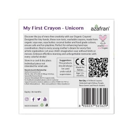 Azafran My First Crayon - Unicorn 4 Jumbo Block Colours, Colors Set for Kids, Baby and Infant Safe, Hypoallergenic, Non-Toxic, Washable, Plant-Based Crayons Colour Set, Ideal Toys for 1 Year Old