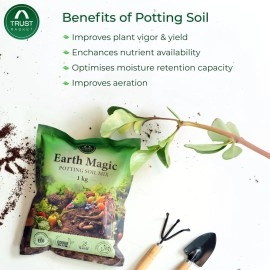 TrustBasket Earth Magic Potting Mix - 1kg | 100% Natural | Gardening | Soil Mix for Pot Plants | Manure for Home Gardening | odorless