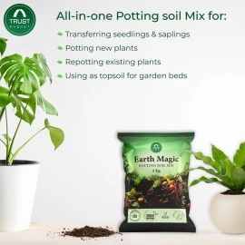 TrustBasket Earth Magic Potting Mix - 1kg | 100% Natural | Gardening | Soil Mix for Pot Plants | Manure for Home Gardening | odorless