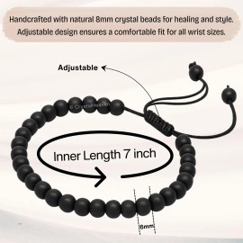 Crystal Heaven Certified Karungali Bracelet Original for Men Women - Black Ebony Wood Bracelet - Original and Natural Karukali Malai for Men Women Pooja Supplies (6mm Beads, Adjustable)