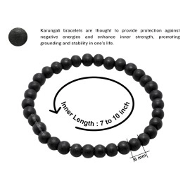 Crystal Heaven Certified Karungali Bracelet Original for Men Women - Black Ebony Wood Bracelet - Original and Natural Karukali Malai for Men Women Pooja Supplies (6mm Beads, Elastic)