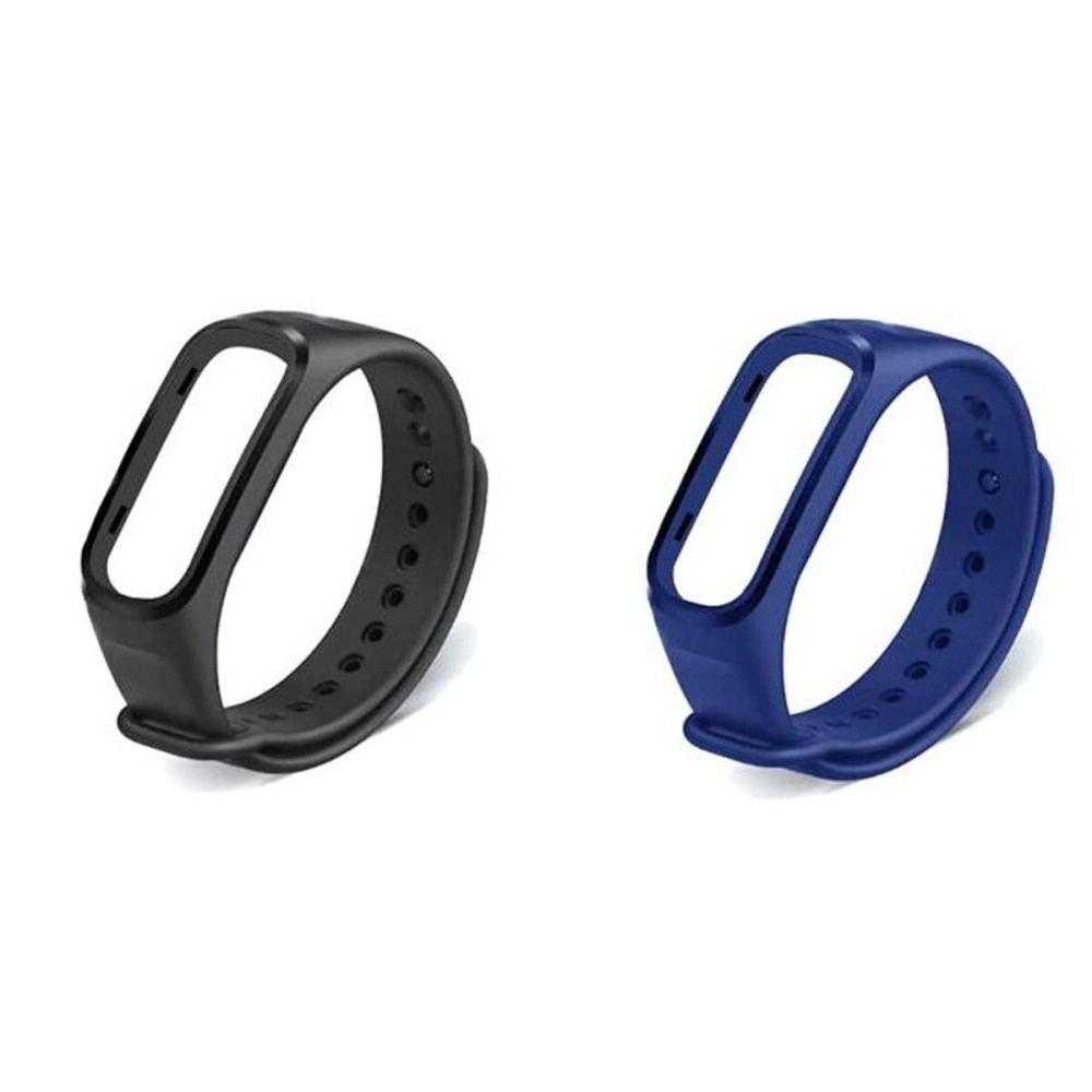 INEFABLE Band Strap Compatible with Oppo & Oneplus Soft Silicone Adjustable Band Strap - Black & Blue - Pack of 2