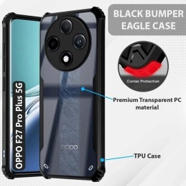 Fashionury Shockproof Crystal Clear Back Cover Case for Oppo F27 Pro Plus 5G | 360 Degree Protection | Protective Design | Transparent Back Cover Oppo F27 Pro Plus 5G (Black Bumper)