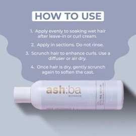 Ashba Botanics Curl Styling Serum Gel For Wavy, Curly and Coily Hair | Curly Hair Gel for Men & Women| Aloe Vera, Lin & Chia Seed Extract (ml, 50)
