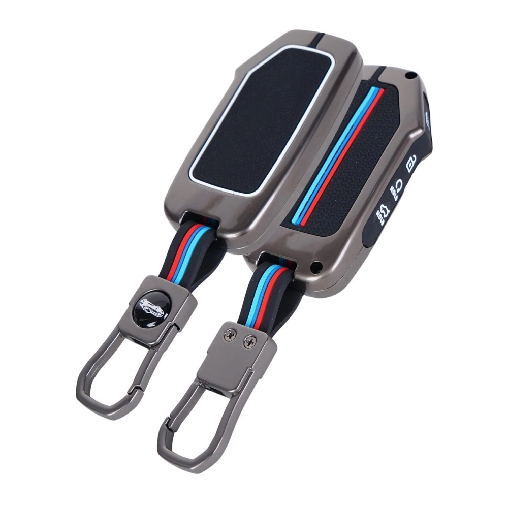 Auto Thrill Premium Metal Key Cover for Kia Seltos 2024/2023 Facelift HTX Carens X Line, Sonet Facelift - 4 Button Smart Key (Black)