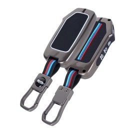 Auto Thrill Premium Metal Key Cover for Kia Seltos 2024/2023 Facelift HTX Carens X Line, Sonet Facelift - 4 Button Smart Key (Black)