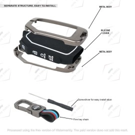 Auto Thrill Premium Metal Key Cover for Kia Seltos 2024/2023 Facelift HTX Carens X Line, Sonet Facelift - 4 Button Smart Key (Black)