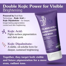 BAKE 2% Kojic Acid Face Wash with Alpha Arbutin for Pigmentation, Dark Spots & Tan Removal | Anti Pigmentation Daily Face Wash - 100ml