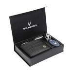 WildHorn Gift Hamper for Men I Leather Wallet, Keychain & Pen Combo Gift Set I Gift for Friend, Boyfriend,Husband,Father, Son etc (Black Croco Print)