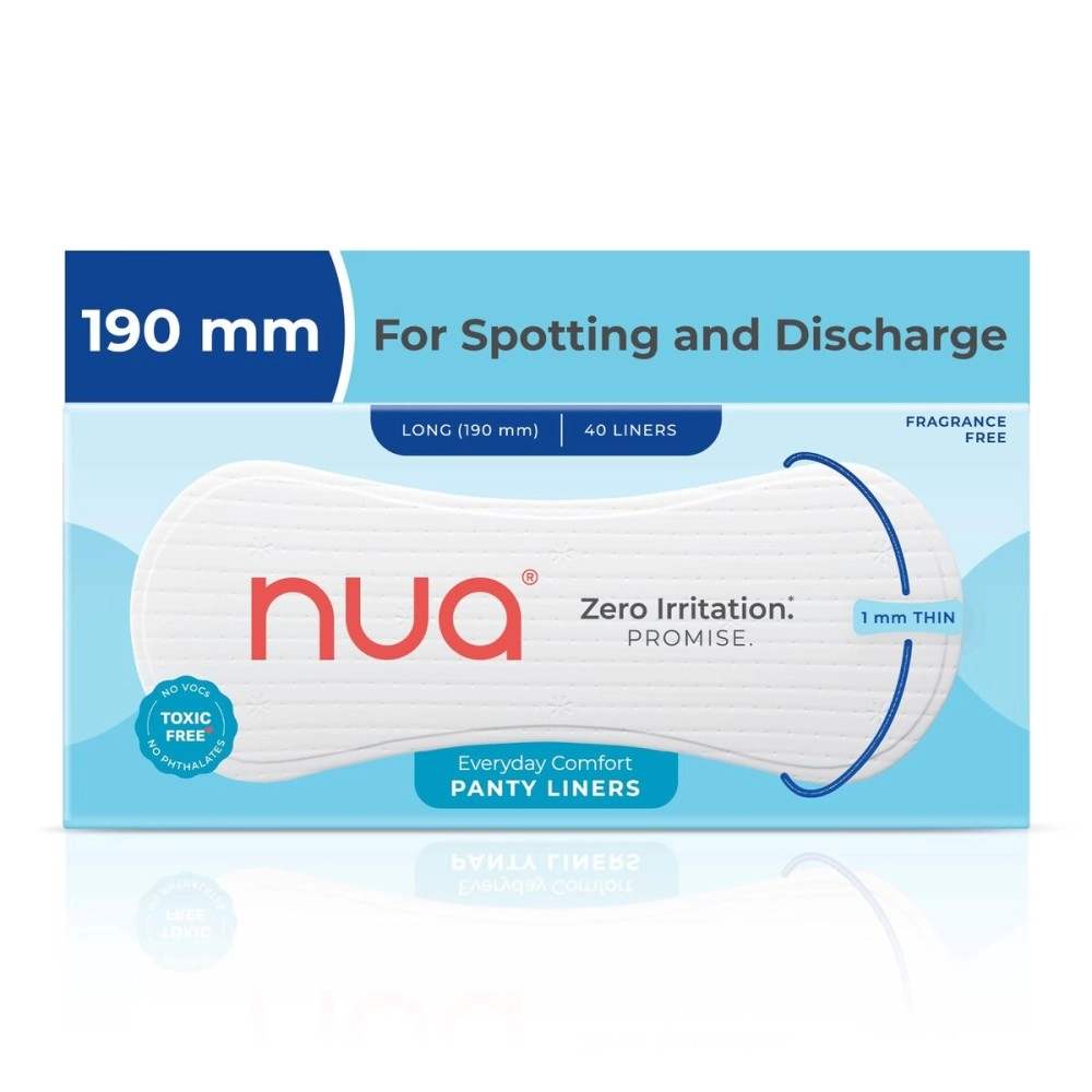Nua Ultra-Soft Panty Liners For Women Daily Use - 40 Liners | 190mm Long | Rash-Free and Toxin-Free | Protection Against Leakage and Discharge | Keeps You Dry & Fresh All Day Long