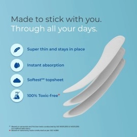 Nua Ultra-Soft Panty Liners For Women Daily Use - 40 Liners | 190mm Long | Rash-Free and Toxin-Free | Protection Against Leakage and Discharge | Keeps You Dry & Fresh All Day Long
