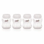 BeeBaby Pump N\' Protect Narrow Neck Breast Milk Storage Bottles. Pack of 4 Milk Collection Bottles fits Most Slim Neck Breast Pumps. 100% BPA Free. 120ML / 4oz. White