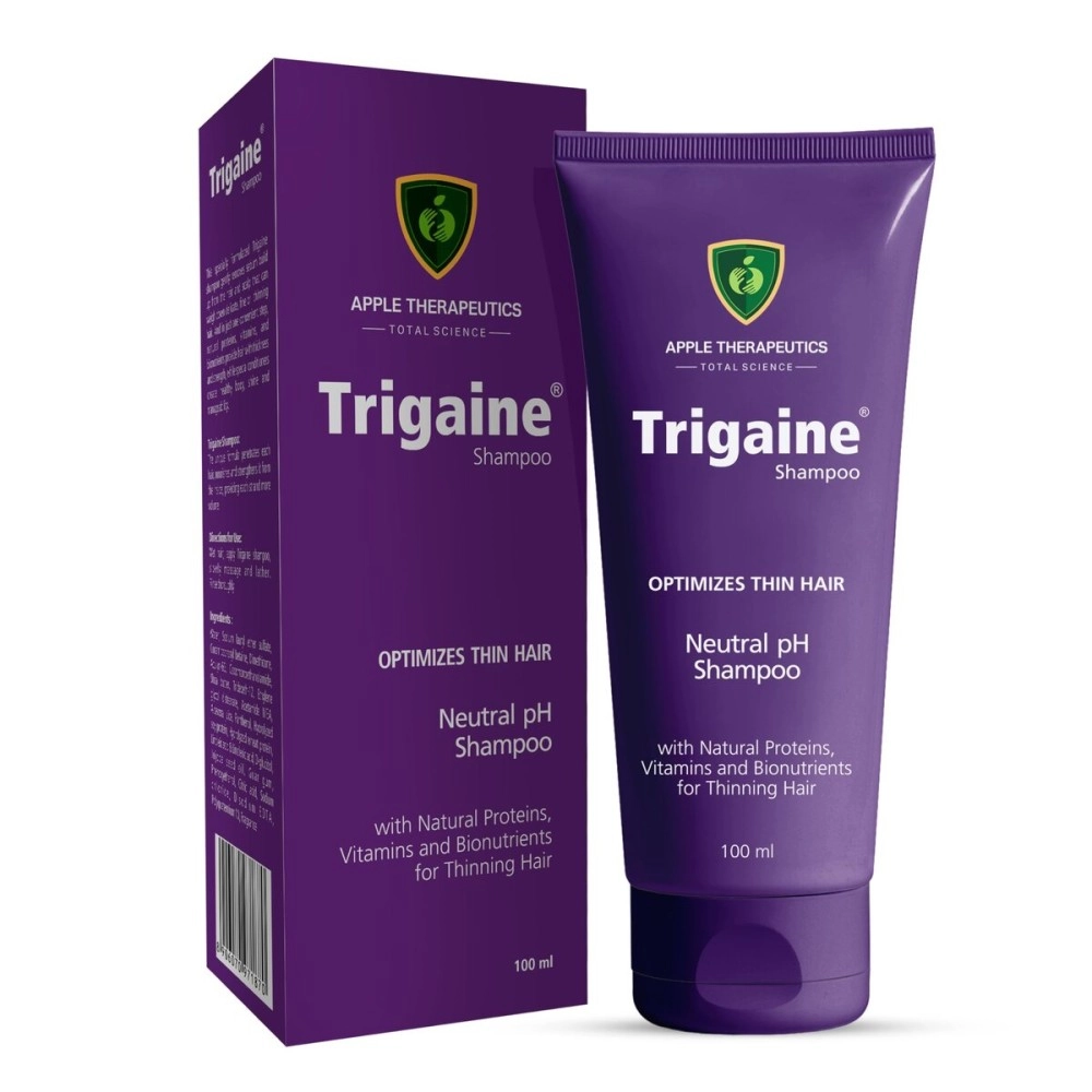 APPLE THERAPEUTICS Trigaine Shampoo (100ml) | pH Balanced Shampoo, Optimizes Thin Hair With Natural Proteins, Vitamins And Bionutrients Dermatologist-Recommended Shampoo for Hair Fall