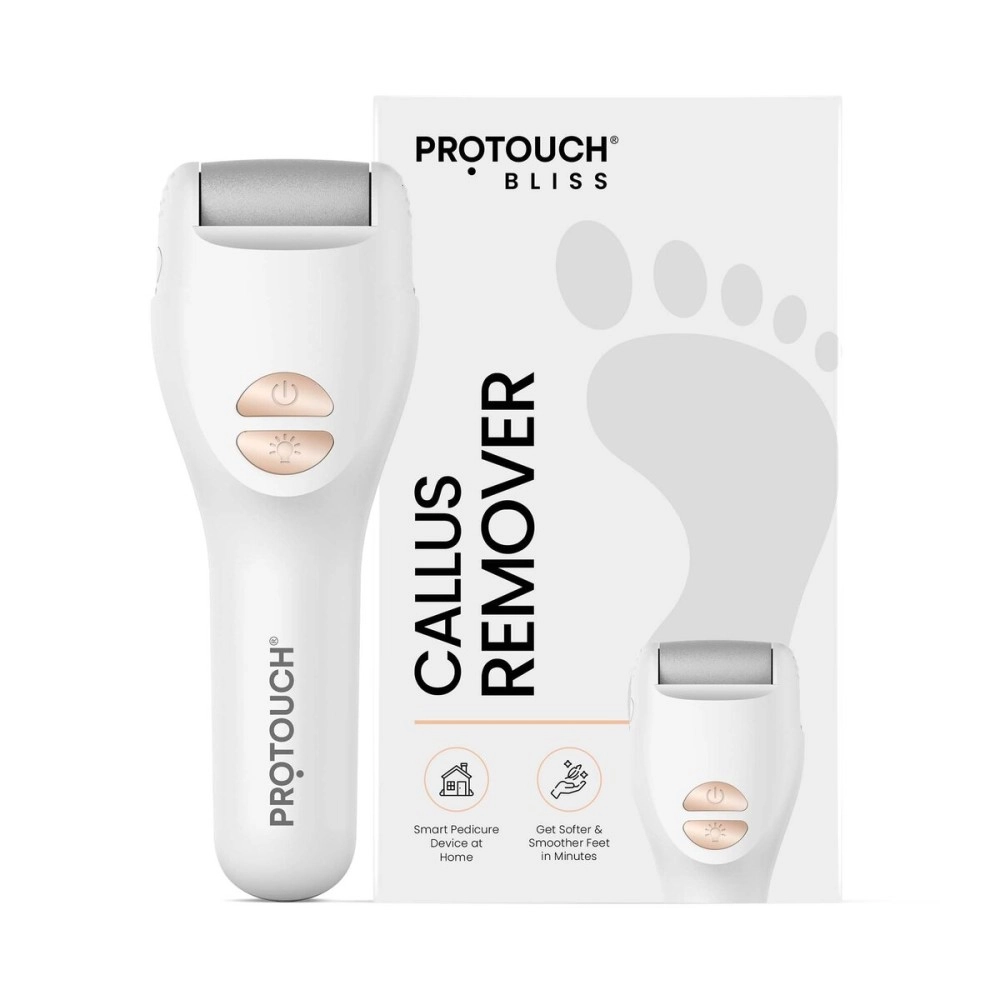 PROTOUCH Bliss Callus Remover | Rechargeable Electric Foot Scrubber for Dead Skin & Cracked Heels | 3 Roller Heads, 2 Speeds | Professional Pedicure Tool | 1 Year Doorstep Warranty
