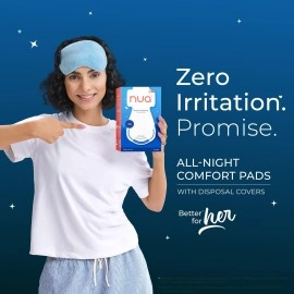 Nua All Night Comfort Sanitary Pads | Pack of 8 (XXXL 400mm) | Extra Wide Core | Front to Back Coverage | Upto 12 Hours of Absorption | Super Soft and Breathable | No Rashes | 100% Toxic-Free