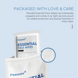 PERISAFE Essential Face Wipes Individually wrapped Sachet | 4-IN-1 | pH Balanced | Free from Alcohol, Paraben, Silicon |Pack of 100 Wipes