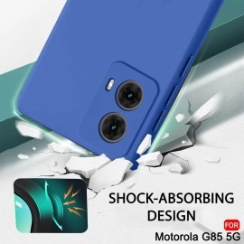 TheGiftKart Liquid Silicone Back Cover Case for Motorola Moto G85 5G | Soft Micro-Fibre Lining Inside | Camera Protection Bump | Shockproof Back Case Cover for Moto G85 5G (Silicone, Blue)