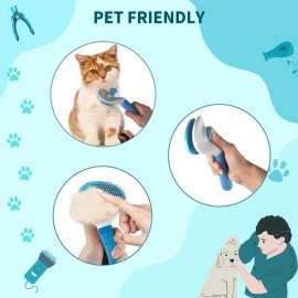 BOFOS Dog hair brush Thin Slicker dog Brush for hair dogs & Cat brush | Self Clean dog comb for deseeding brush for dog accessories & cat accessories