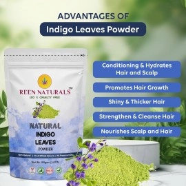 REENNATURALS Reen Naturals Organic Indigo Powder for Hair Coloring, 100% Natural Black Hair | 100gm