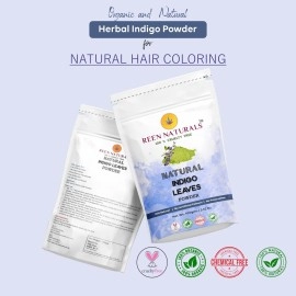 REENNATURALS Reen Naturals Organic Indigo Powder for Hair Coloring, 100% Natural Black Hair | 100gm