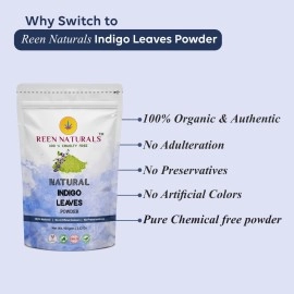 REENNATURALS Reen Naturals Organic Indigo Powder for Hair Coloring, 100% Natural Black Hair | 100gm