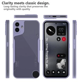 Fashionury Colored Transparent Back Case Cover for CMF by Nothing Phone 1 | Camera Protection Bump | Shockproof Design | Colored TPU | Bumper Case for CMF by Nothing Phone 1 (Light Purple)