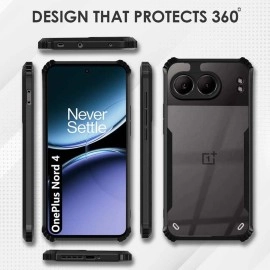 Fashionury Shockproof Crystal Clear Back Cover Case for OnePlus Nord 4 5G | 360 Degree Protection | Protective Design | Transparent Back Cover OnePlus Nord 4 (Black Bumper)