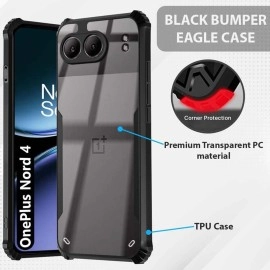 Fashionury Shockproof Crystal Clear Back Cover Case for OnePlus Nord 4 5G | 360 Degree Protection | Protective Design | Transparent Back Cover OnePlus Nord 4 (Black Bumper)