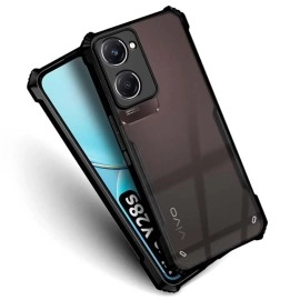 Fashionury Shockproof Crystal Clear Back Cover Case for Vivo Y28s 5G | 360 Degree Protection | Protective Design | Transparent Back Cover Vivo Y28s 5G (Black Bumper)