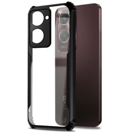 Fashionury Shockproof Crystal Clear Back Cover Case for Vivo Y28s 5G | 360 Degree Protection | Protective Design | Transparent Back Cover Vivo Y28s 5G (Black Bumper)