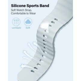 VEMIGON Sport Band Compatible With Samsung Galaxy Watch 7 Band 40mm 44mm (2024), No Gap Soft Silicone Waterproof Strap with Decorative Woven Line for Galaxy Watch 6 5 4 40mm 44mm (Watch Not Included)