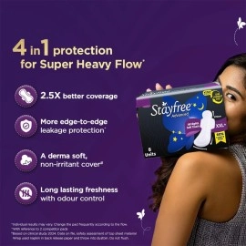 Stayfree Advanced XXL+ | 8 Pads | All Night Ultra Comfort Sanitary Pads for Women | Odour Control | Absorbs 2x more with Wider Back | Helps Prevent Rashes | Ultra Thin Pads |
