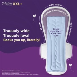 Stayfree Advanced XXL+ | 8 Pads | All Night Ultra Comfort Sanitary Pads for Women | Odour Control | Absorbs 2x more with Wider Back | Helps Prevent Rashes | Ultra Thin Pads |