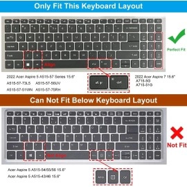 RAYA Silicone Keyboard Cover for Acer Nitro V (ANV15-41 / ANV15-51) Acer Aspire 5 (A515-57G / A515-58GM) Acer Aspire 7 (A715-51G / A715-76G) Gaming Laptops (Silicone Clear)