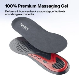 FOVERA Gel Insoles Pair for Walking, Running, Sports, Formal and Safety Shoes - All Day Comfort with Dual Gel Technology - Full Length Sole for Every Shoe (Male, Red, Pack of 1 Pair)