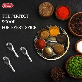 KITCHEN EXPERT, THE KITCHEN\'S BEST - Stainless Steel Masala Spoons | Set of 12 | Mini Spoons for Tea/Sugar | Spices Spoon for | for Small Containers | Spoon for Masala Dabba | 3.5-Inch | Silver Color