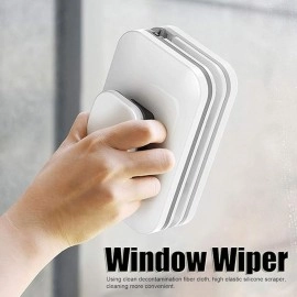 Evissa Magnetic Window Cleaner | Magnet Double-Side Glass Cleaner | Double-face Glazed | Two Sided Wiper | with 2 Extra Cleaning Cotton Squeegee | Washing Equipment