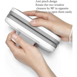 Evissa Magnetic Window Cleaner | Magnet Double-Side Glass Cleaner | Double-face Glazed | Two Sided Wiper | with 2 Extra Cleaning Cotton Squeegee | Washing Equipment