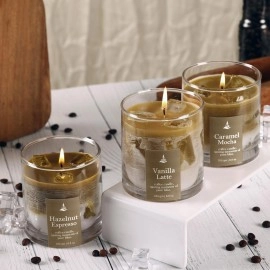 PROSPERRO LUMO by Parkash Candles Latte Coffee Scented Candle, Paraffin Wax and Gel Wax as ice Cubes- Coffee, Chocolate and Vanilla (Vanilla Latte)