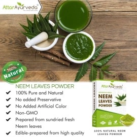 Attar Ayurveda Neem powder for Face, Skin and Hair (200 grams) | 100% Natural, No Preservative | Ideal for Face Pack, Hair Pack and Eating