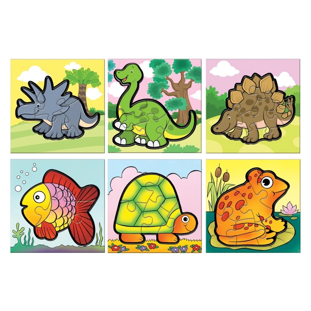 Frank 6 in 1 First Fun & Educational Jigsaw Puzzles for Kids - Combo Pack of 2 (3 Cardboard Puzzles Each) -Dinosaurs & in Water - Age 3 Years Old & Above- Fun & Challenging Brain Booster Games