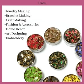 EmbroideryMaterial Glass & Resin Flat Glue On Kundan Stones Beads for Craft, Jewellery Making, Bangles Work, Maggam Work Material, Stones for Embroidery Work, Aari Work (500 Pieces, 50 Piece of Each)
