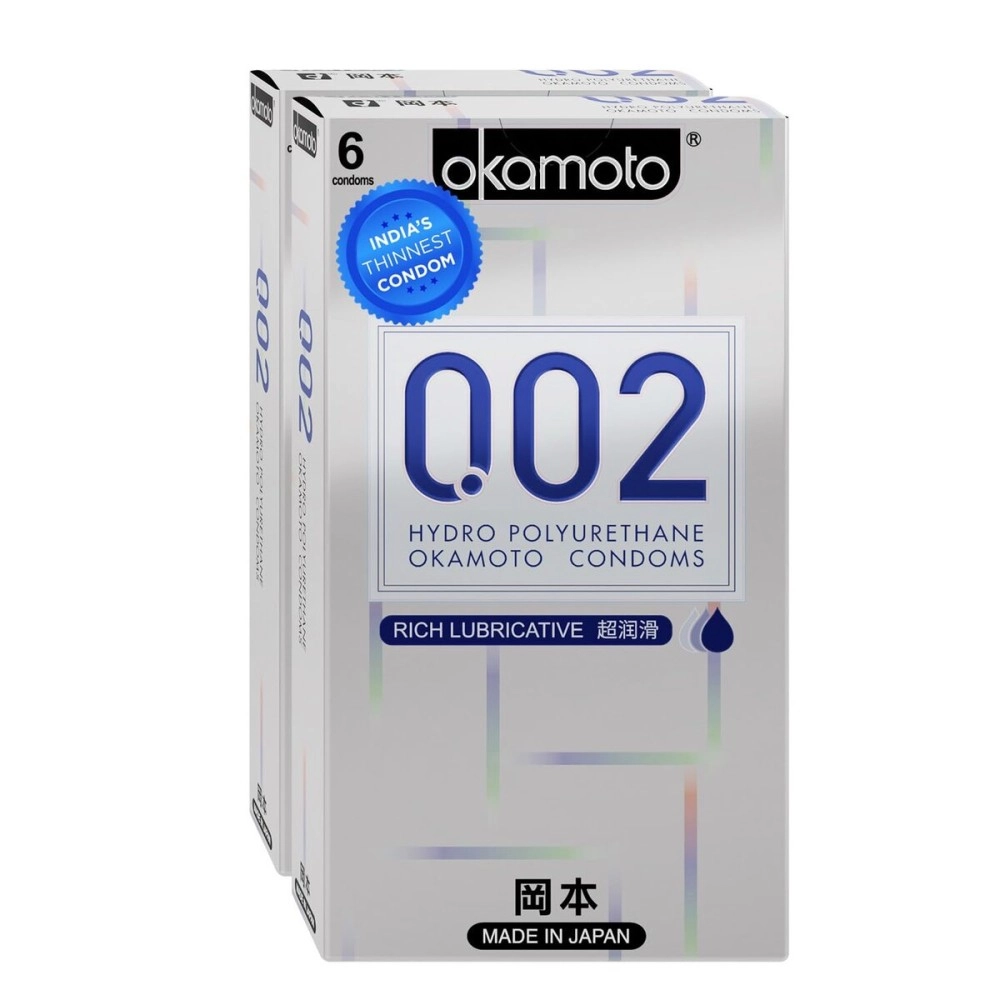 Okamoto 0.02 - Japan\'s Best | Thinnest Condom In India | 1st Time in India - Non Latex PU Condom | Super Thin | Super Strong | Imported from Japan | 0.02 mm Ultra Thin (Pack of 2, 12s)