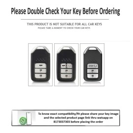 JVCV Metal Key Cover compatible with Honda City, Elevate, Civic, Jazz, Amaze, CR-V, WR-V, BR-V 3/4 Button Push Button Start Smart Key Fob Case with Stylish Durable Protection (GunMetal)