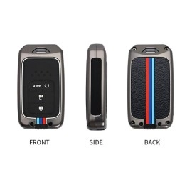 JVCV Metal Key Cover compatible with Honda City, Elevate, Civic, Jazz, Amaze, CR-V, WR-V, BR-V 3/4 Button Push Button Start Smart Key Fob Case with Stylish Durable Protection (GunMetal)