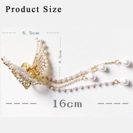 Balirava Korean Hair Clip for Women - Butterfly Hair Accessory With Pearls & Rhinestone - Hair Clutcher (1 Pc)