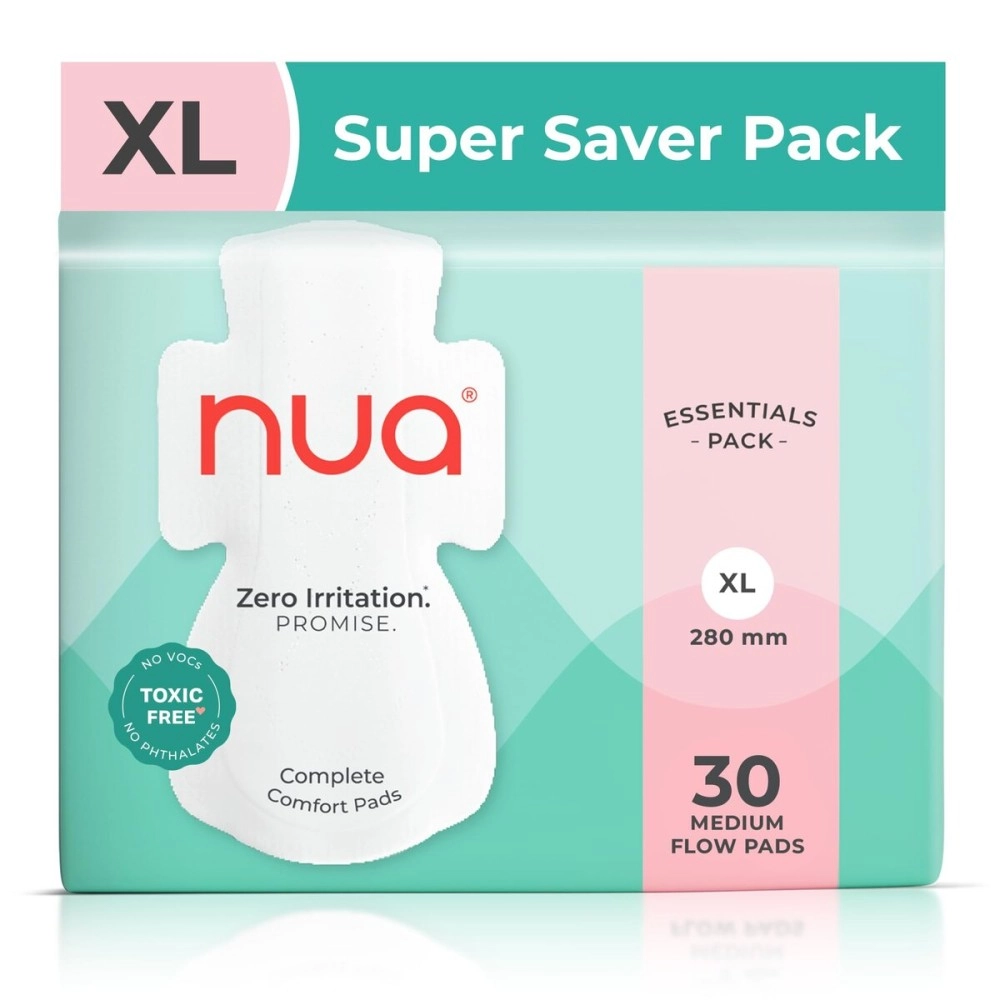 Nua Complete Comfort Pads | Zero Irritation Promise | Essentials Pack | Super Saver | 4x Comfort | 100% Toxic-free | Medium FLow