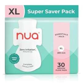 Nua Complete Comfort Pads | Zero Irritation Promise | Essentials Pack | Super Saver | 4x Comfort | 100% Toxic-free | Medium FLow