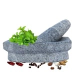 Subaa Kalvam Stone Mortar Pestle for Kitchen (8 inch), Grinder for Kitchen, Silbatta for Chutney, Ginger Garlic Crusher, Spice Grinding Khalbatta Stone - Grey